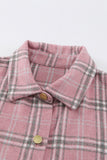 LC8511394-10-S, LC8511394-10-M, LC8511394-10-L, LC8511394-10-XL, LC8511394-10-2XL, Pink Womens Casual Plaid Shacket Button Down Shirts Coats