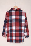 LC8511482-3-S, LC8511482-3-M, LC8511482-3-L, LC8511482-3-XL, LC8511482-3-2XL, Red Women's Flannel Plaid Jacket Long Sleeve Buttoned Shirts Coats Shacket