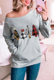 Gray Womens Plaid Christmas Tree Grey Sweatshirt Long Sleeve Tops LC2539528-11