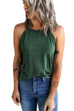 LC2564998-9-S, LC2564998-9-M, LC2564998-9-L, LC2564998-9-XL, LC2564998-9-2XL, Green Womens Summer Halter High Neck Tank Top Sexy Sleeveless Shirts