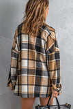 LC8511482-7-S, LC8511482-7-M, LC8511482-7-L, LC8511482-7-XL, LC8511482-7-2XL, Yellow Women's Flannel Plaid Jacket Long Sleeve Buttoned Shirts Coats Shacket