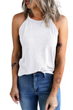 LC2564998-1-S, LC2564998-1-M, LC2564998-1-L, LC2564998-1-XL, LC2564998-1-2XL, White Womens Summer Halter High Neck Tank Top Sexy Sleeveless Shirts