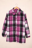 LC8511482-6-S, LC8511482-6-M, LC8511482-6-L, LC8511482-6-XL, LC8511482-6-2XL, Rose Women's Flannel Plaid Jacket Long Sleeve Buttoned Shirts Coats Shacket