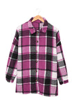 LC8511482-6-S, LC8511482-6-M, LC8511482-6-L, LC8511482-6-XL, LC8511482-6-2XL, Rose Women's Flannel Plaid Jacket Long Sleeve Buttoned Shirts Coats Shacket