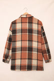 LC8511482-14-S, LC8511482-14-M, LC8511482-14-L, LC8511482-14-XL, LC8511482-14-2XL, Orange Women's Flannel Plaid Jacket Long Sleeve Buttoned Shirts Coats Shacket