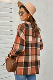 LC8511482-14-S, LC8511482-14-M, LC8511482-14-L, LC8511482-14-XL, LC8511482-14-2XL, Orange Women's Flannel Plaid Jacket Long Sleeve Buttoned Shirts Coats Shacket