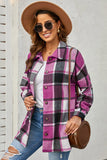 LC8511482-6-S, LC8511482-6-M, LC8511482-6-L, LC8511482-6-XL, LC8511482-6-2XL, Rose Women's Flannel Plaid Jacket Long Sleeve Buttoned Shirts Coats Shacket