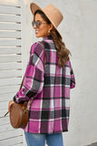 LC8511482-6-S, LC8511482-6-M, LC8511482-6-L, LC8511482-6-XL, LC8511482-6-2XL, Rose Women's Flannel Plaid Jacket Long Sleeve Buttoned Shirts Coats Shacket