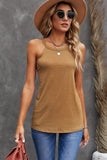 LC2564998-17-S, LC2564998-17-M, LC2564998-17-L, LC2564998-17-XL, LC2564998-17-2XL, Brown Womens Summer Halter High Neck Tank Top Sexy Sleeveless Shirts