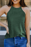 LC2564998-9-S, LC2564998-9-M, LC2564998-9-L, LC2564998-9-XL, LC2564998-9-2XL, Green Womens Summer Halter High Neck Tank Top Sexy Sleeveless Shirts