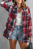 LC8511482-3-S, LC8511482-3-M, LC8511482-3-L, LC8511482-3-XL, LC8511482-3-2XL, Red Women's Flannel Plaid Jacket Long Sleeve Buttoned Shirts Coats Shacket