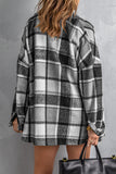 LC8511482-11-S, LC8511482-11-M, LC8511482-11-L, LC8511482-11-XL, LC8511482-11-2XL, Gray Women's Flannel Plaid Jacket Long Sleeve Buttoned Shirts Coats Shacket