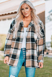 LC8511482-7-S, LC8511482-7-M, LC8511482-7-L, LC8511482-7-XL, LC8511482-7-2XL, Yellow Women's Flannel Plaid Jacket Long Sleeve Buttoned Shirts Coats Shacket