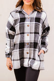 LC8511482-11-S, LC8511482-11-M, LC8511482-11-L, LC8511482-11-XL, LC8511482-11-2XL, Gray Women's Flannel Plaid Jacket Long Sleeve Buttoned Shirts Coats Shacket