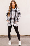 LC8511482-11-S, LC8511482-11-M, LC8511482-11-L, LC8511482-11-XL, LC8511482-11-2XL, Gray Women's Flannel Plaid Jacket Long Sleeve Buttoned Shirts Coats Shacket