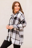 LC8511482-11-S, LC8511482-11-M, LC8511482-11-L, LC8511482-11-XL, LC8511482-11-2XL, Gray Women's Flannel Plaid Jacket Long Sleeve Buttoned Shirts Coats Shacket