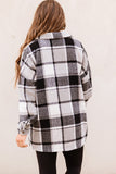 LC8511482-11-S, LC8511482-11-M, LC8511482-11-L, LC8511482-11-XL, LC8511482-11-2XL, Gray Women's Flannel Plaid Jacket Long Sleeve Buttoned Shirts Coats Shacket