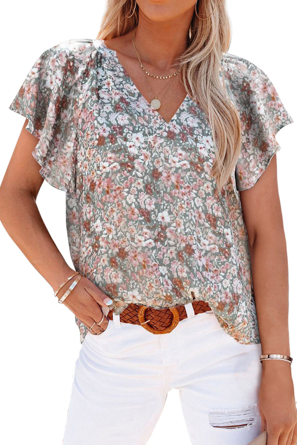Summer Floral Smocked Blouse Women's Boho Tops – PinkQueenShop