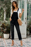 LC783879-2-S, LC783879-2-M, LC783879-2-L, LC783879-2-XL, LC783879-2-2XL, Black Women's Casual Distressed Bib Overalls Denim Jeans Pants Jumpsuits