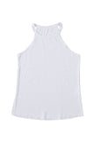 LC2564998-1-S, LC2564998-1-M, LC2564998-1-L, LC2564998-1-XL, LC2564998-1-2XL, White Womens Summer Halter High Neck Tank Top Sexy Sleeveless Shirts