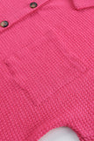 LC2552552-10-S, LC2552552-10-M, LC2552552-10-L, LC2552552-10-XL, LC2552552-10-2XL, Pink Womens Waffle Knit Shacket Jacket Button Up Casual Blouse Shirt with Pockets