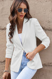 LC852375-1-S, LC852375-1-M, LC852375-1-L, LC852375-1-XL, LC852375-1-2XL, White Womens Casual Blazers Lapel Collar Button Work Office Jackets