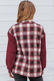 LC8512482-3-S, LC8512482-3-M, LC8512482-3-L, LC8512482-3-XL, LC8512482-3-2XL, Red Women's Button Down Pocket Coat Plaid Shacket