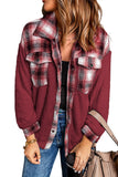 LC8512482-3-S, LC8512482-3-M, LC8512482-3-L, LC8512482-3-XL, LC8512482-3-2XL, Red Women's Button Down Pocket Coat Plaid Shacket