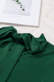 LC25115398-9-S, LC25115398-9-M, LC25115398-9-L, LC25115398-9-XL, LC25115398-9-2XL, Green Mock Neck Puff Long Sleeve Blouses Chiffon Casual Loose Shirts Tops