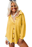 LC2552552-7-S, LC2552552-7-M, LC2552552-7-L, LC2552552-7-XL, LC2552552-7-2XL, Yellow Womens Waffle Knit Shacket Jacket Button Up Casual Blouse Shirt with Pockets