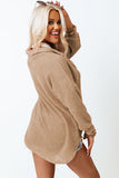 LC2552552-16-S, LC2552552-16-M, LC2552552-16-L, LC2552552-16-XL, LC2552552-16-2XL, Khaki Womens Waffle Knit Shacket Jacket Button Up Casual Blouse Shirt with Pockets