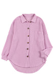 LC2552552-8-S, LC2552552-8-M, LC2552552-8-L, LC2552552-8-XL, LC2552552-8-2XL, Purple Womens Waffle Knit Shacket Jacket Button Up Casual Blouse Shirt with Pockets