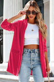 LC852449-6-S, LC852449-6-M, LC852449-6-L, LC852449-6-XL, Rose Women Velvet Blazer Jacket Relaxed fit Casual Outerwear