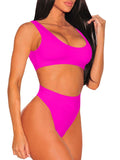 PSW6565-106-L, PSW6565-106-M, PSW6565-106-S, PSW6565-106-XL, Rose Women's Push Up Two Piece Cheeky High Cut Swimsuit Bathing Suit Set