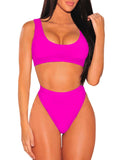 PSW6565-106-L, PSW6565-106-M, PSW6565-106-S, PSW6565-106-XL, Rose Women's Push Up Two Piece Cheeky High Cut Swimsuit Bathing Suit Set