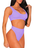 PSW6565-108-L, PSW6565-108-M, PSW6565-108-S, PSW6565-108-XL, Purple Women's Push Up Two Piece Cheeky High Cut Swimsuit Bathing Suit Set