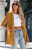 LC852449-7-S, LC852449-7-M, LC852449-7-L, LC852449-7-XL, Yellow Women Velvet Blazer Jacket Relaxed fit Casual Outerwear