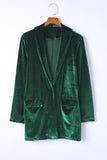 LC852449-9-S, LC852449-9-M, LC852449-9-L, LC852449-9-XL, Green Women Velvet Blazer Jacket Relaxed fit Casual Outerwear