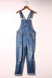 LC783879-4-S, LC783879-4-M, LC783879-4-L, LC783879-4-XL, LC783879-4-2XL, Sky Blue Women's Casual Distressed Bib Overalls Denim Jeans Pants Jumpsuits