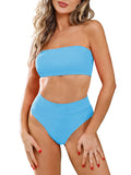 Women's Bandeau Bikini Strapless High Waist Bandeau 2 Pieces Swimsuits