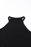 LC2564998-2-S, LC2564998-2-M, LC2564998-2-L, LC2564998-2-XL, LC2564998-2-2XL, Black Womens Summer Halter High Neck Tank Top Sexy Sleeveless Shirts