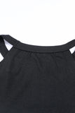 LC2564998-2-S, LC2564998-2-M, LC2564998-2-L, LC2564998-2-XL, LC2564998-2-2XL, Black Womens Summer Halter High Neck Tank Top Sexy Sleeveless Shirts