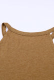 LC2564998-17-S, LC2564998-17-M, LC2564998-17-L, LC2564998-17-XL, LC2564998-17-2XL, Brown Womens Summer Halter High Neck Tank Top Sexy Sleeveless Shirts