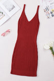 LC2211331-3-S, LC2211331-3-M, LC2211331-3-L, LC2211331-3-XL, LC2211331-3-2XL, Red Women's Summer Tank Dress Knit V Neck Sleeveless Bodycon Ribbed Dresses