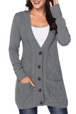 Women's V Neck Long Sleeve Cardigan Sweater Button Down Knit Outwear with Pocket