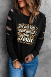 Black Sweatshirts for Women Crewneck Tops Long Sleeve Print Pullover Tops