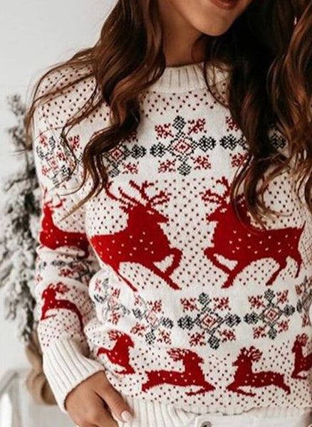 Women's Funny Christmas Reindeer Sweaters Reindeer Pullover Sweater ...