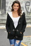 Women's Winter Fur Hooded Warm Sweater Cardigan Outerwear with Pockets