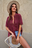 Gray Crochet Lace Splicing Short Sleeve Top