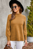 Women's Long Sleeve Knitted Tops Solid Color Mock Neck Pullover Sweater